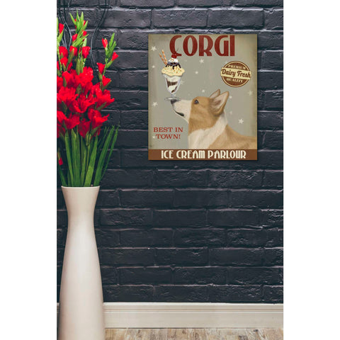 Image of 'Corgi, Tan, Ice Cream,' by Fab Funky, Giclee Canvas Wall Art