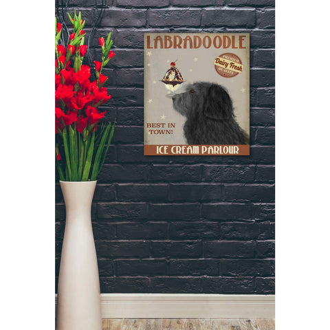 Image of 'Labradoodle, Black, Ice Cream,' by Fab Funky, Giclee Canvas Wall Art