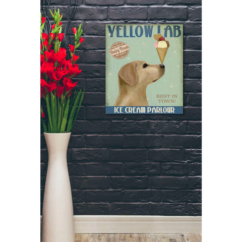 Image of 'Yellow Labrador Ice Cream,' by Fab Funky, Giclee Canvas Wall Art