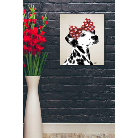 Image of 'Dalmatian With Red Bow' by Fab Funky, Giclee Canvas Wall Art