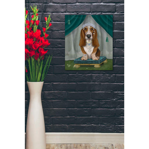Image of 'Basset Hound and Tiara' by Fab Funky, Giclee Canvas Wall Art