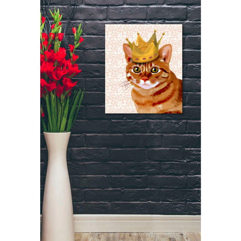 Image of 'Ginger Cat with Crown Portrait' by Fab Funky, Giclee Canvas Wall Art