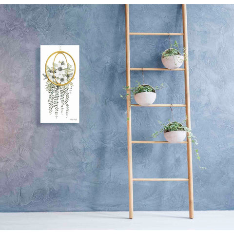 Image of 'Gold Geometric Circle & Ivy' by Cindy Jacobs, Canvas Wall Art,20 x 40