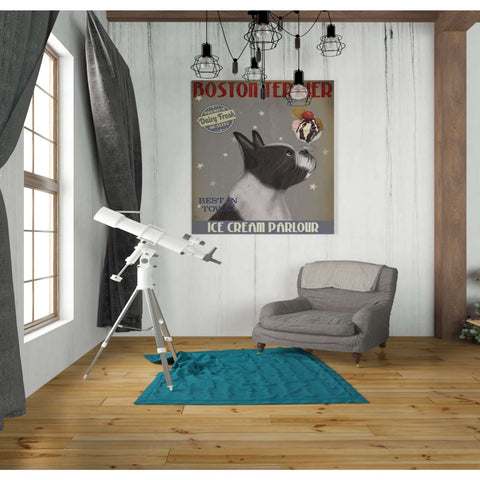 Image of 'Boston Terrier Ice Cream,' by Fab Funky, Giclee Canvas Wall Art