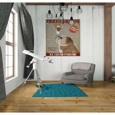 Image of 'English Bulldog Ice Cream,' by Fab Funky, Giclee Canvas Wall Art