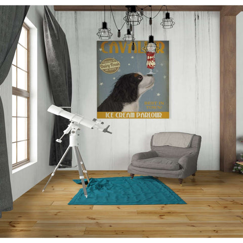 Image of 'Cavalier King Charles, Black White, Ice Cream,' by Fab Funky, Giclee Canvas Wall Art