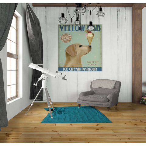 Image of 'Yellow Labrador Ice Cream,' by Fab Funky, Giclee Canvas Wall Art