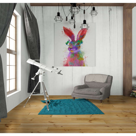 Image of 'Rainbow Splash Rabbit 2, Portrait' by Fab Funky, Giclee Canvas Wall Art