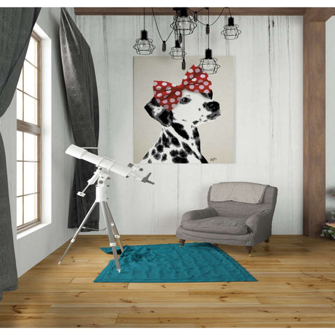 Image of 'Dalmatian With Red Bow' by Fab Funky, Giclee Canvas Wall Art