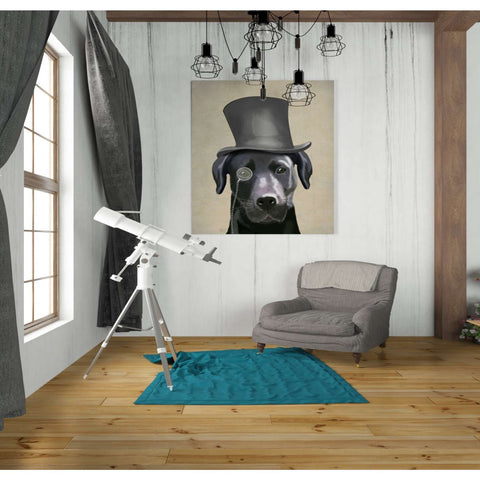 Image of 'Black Labrador, Formal Hound and Hat' by Fab Funky, Giclee Canvas Wall Art