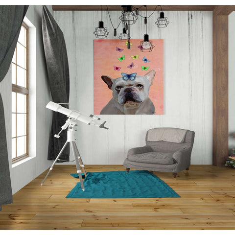 Image of 'White French Bulldog and Butterflies' by Fab Funky, Giclee Canvas Wall Art