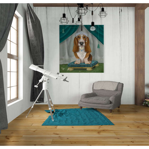 Image of 'Basset Hound and Tiara' by Fab Funky, Giclee Canvas Wall Art