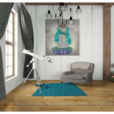 Image of 'Grey Cat With Bells, Full' by Fab Funky, Giclee Canvas Wall Art