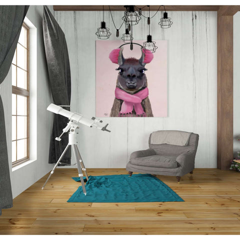 Image of 'Chilly Llama Pink' by Fab Funky, Giclee Canvas Wall Art
