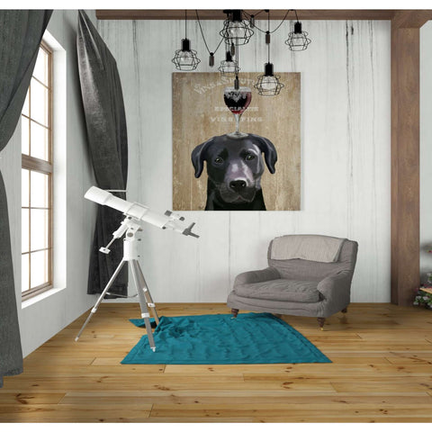 Image of 'Dog Au Vin, Black Labrador' by Fab Funky, Giclee Canvas Wall Art