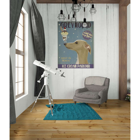 Image of 'Greyhound, Tan, Ice Cream,' by Fab Funky, Giclee Canvas Wall Art