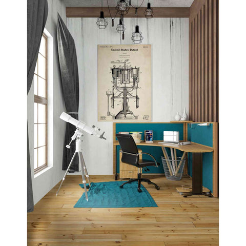 Image of 'Beer Bottling Machine Blueprint Patent Parchment' Canvas Wall Art,26 x 40