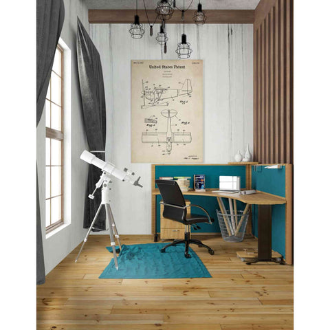 Image of 'High-Life Airplane Blueprint Patent Parchment' Canvas Wall Art,26 x 40
