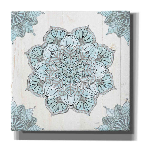 Image of 'Mandala Morning V Blue and Gray' by Anne Tavoletti, Canvas Wall Art,37 x 37