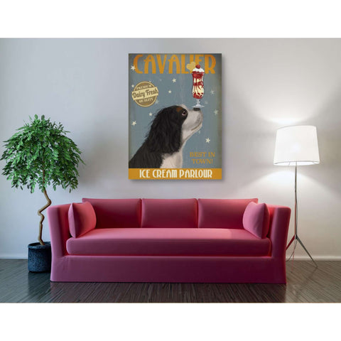 Image of 'Cavalier King Charles, Black White, Ice Cream,' by Fab Funky, Giclee Canvas Wall Art