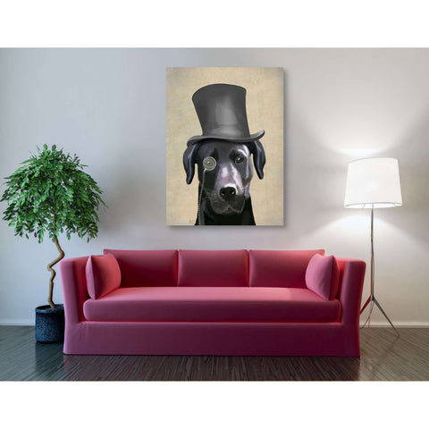 Image of 'Black Labrador, Formal Hound and Hat' by Fab Funky, Giclee Canvas Wall Art