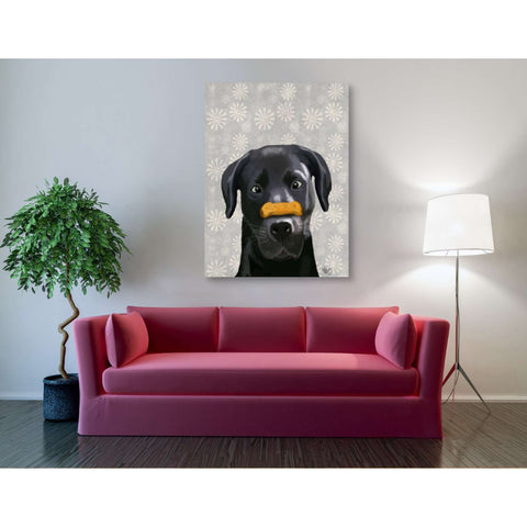 Image of 'Black Labrador With Bone on Nose' by Fab Funky, Giclee Canvas Wall Art