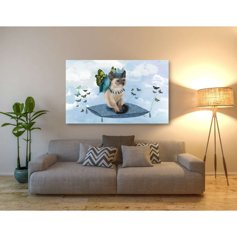 Image of 'Cat on Pillow with Butterflies' by Fab Funky, Giclee Canvas Wall Art