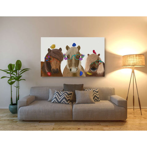 Image of 'Horse Trio with Flower Glasses' by Fab Funky, Giclee Canvas Wall Art