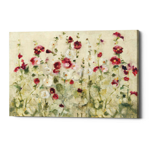 Image of 'Hollyhocks Row Cool' by Cheri Blum, Canvas Wall Art