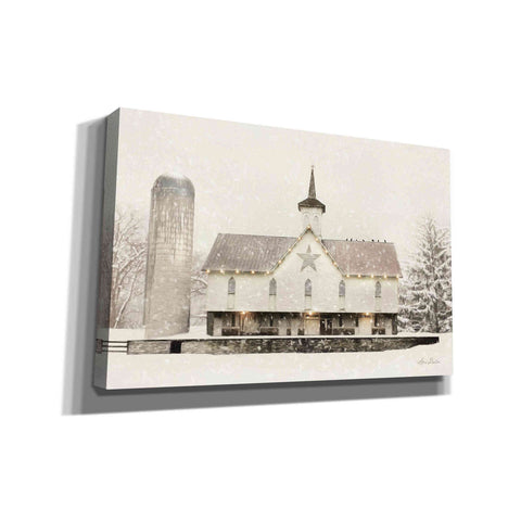 Image of 'Christmas Star Barn with Lights' by Lori Deiter, Canvas Wall Art,Size A Landscape