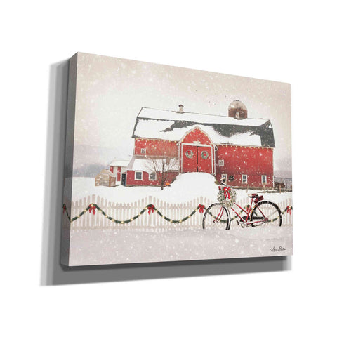 Image of 'Christmas Barn and Bike' by Lori Deiter, Canvas Wall Art,Size B Landscape