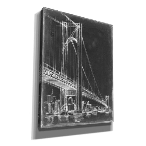 Image of 'Suspension Bridge Blueprint II' by Ethan Harper Canvas Wall Art,Size B Portrait