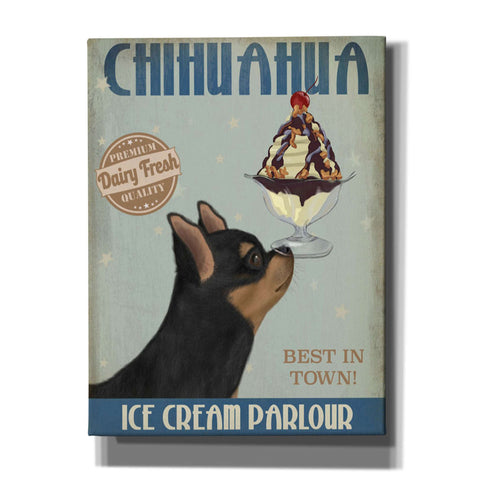 Image of 'Chihuahua, Black and Ginger, Ice Cream,' by Fab Funky, Giclee Canvas Wall Art