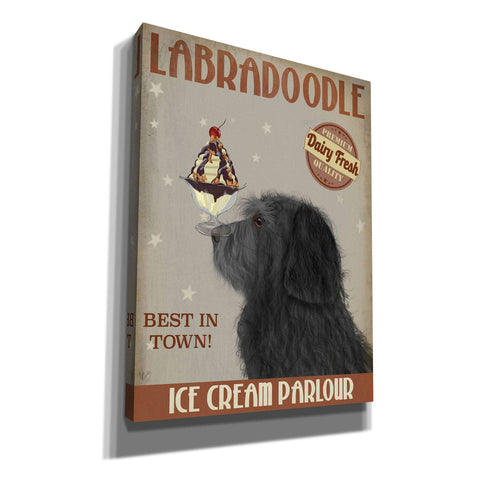 Image of 'Labradoodle, Black, Ice Cream,' by Fab Funky, Giclee Canvas Wall Art