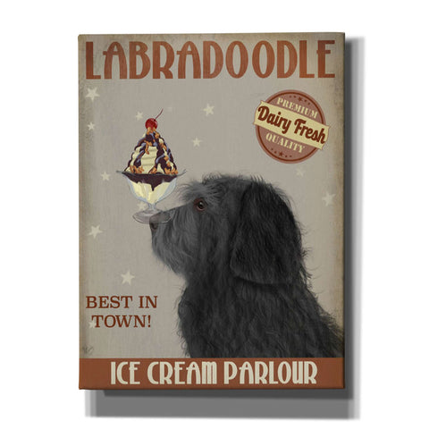 Image of 'Labradoodle, Black, Ice Cream,' by Fab Funky, Giclee Canvas Wall Art