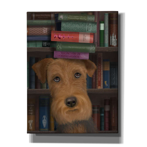 Image of 'Airedale and Books,' by Fab Funky, Giclee Canvas Wall Art