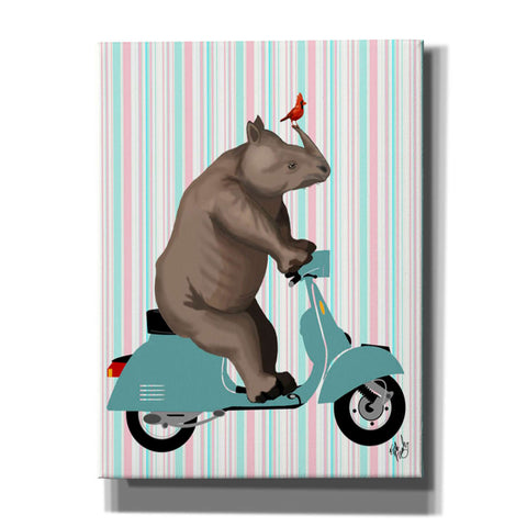 Image of 'Rhino on Moped,' by Fab Funky, Giclee Canvas Wall Art