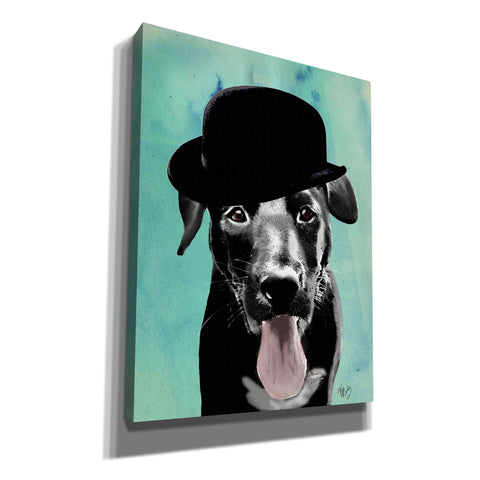 Image of 'Black Labrador in Bowler Hat' by Fab Funky, Giclee Canvas Wall Art