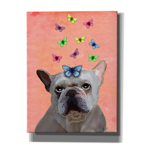 Image of 'White French Bulldog and Butterflies' by Fab Funky, Giclee Canvas Wall Art