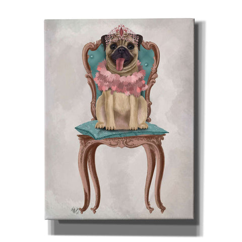 Image of 'Pug Princess on Chair' by Fab Funky, Giclee Canvas Wall Art