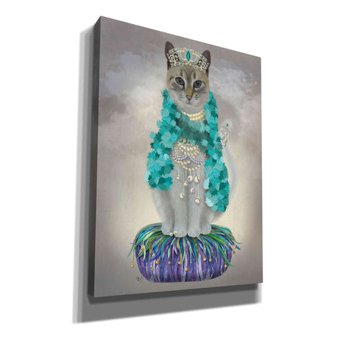 Image of 'Grey Cat With Bells, Full' by Fab Funky, Giclee Canvas Wall Art