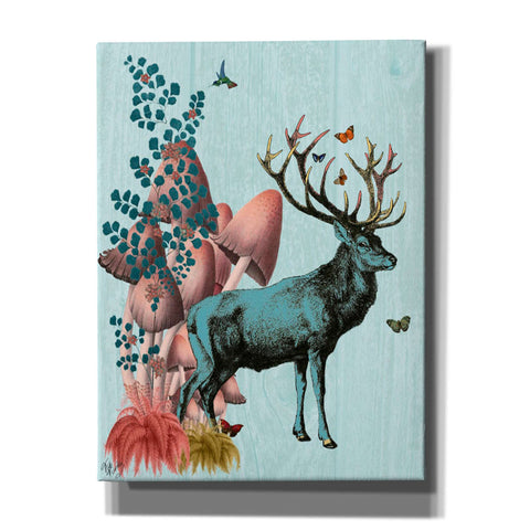 Image of 'Turquoise Deer in Mushroom Forest' by Fab Funky, Giclee Canvas Wall Art