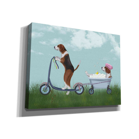 Image of 'Beagle Scooter' by Fab Funky Giclee Canvas Wall Art
