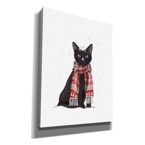 Image of 'Black Cat, Red Scarf' by Fab Funky Giclee Canvas Wall Art