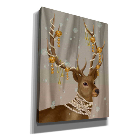 Image of 'Deer with Gold Bells' by Fab Funky Giclee Canvas Wall Art
