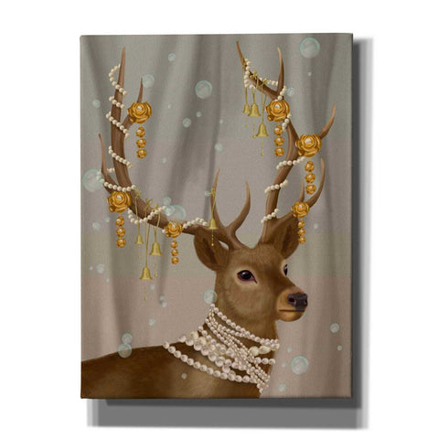 Image of 'Deer with Gold Bells' by Fab Funky Giclee Canvas Wall Art