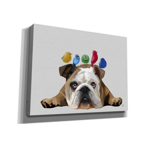 Image of 'English Bulldog and Birds' by Fab Funky Giclee Canvas Wall Art