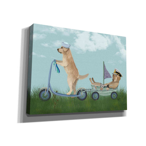 Image of 'Golden Retriever Scooter' by Fab Funky Giclee Canvas Wall Art