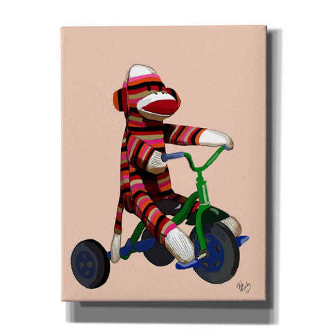 Image of 'Sock Monkey Tricycle' by Fab Funky Giclee Canvas Wall Art