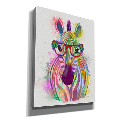 Image of 'Zebra Rainbow Splash 1' by Fab Funky Giclee Canvas Wall Art
